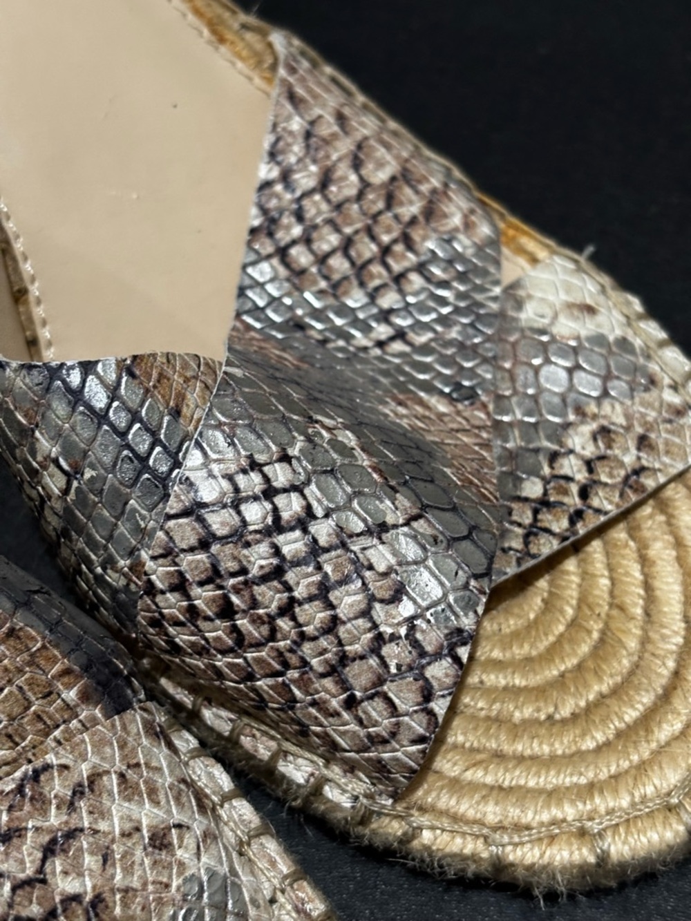 Vince Camuto Neutral Snake-Print Espadrille Wedge Sandals - Picture 2 of 7